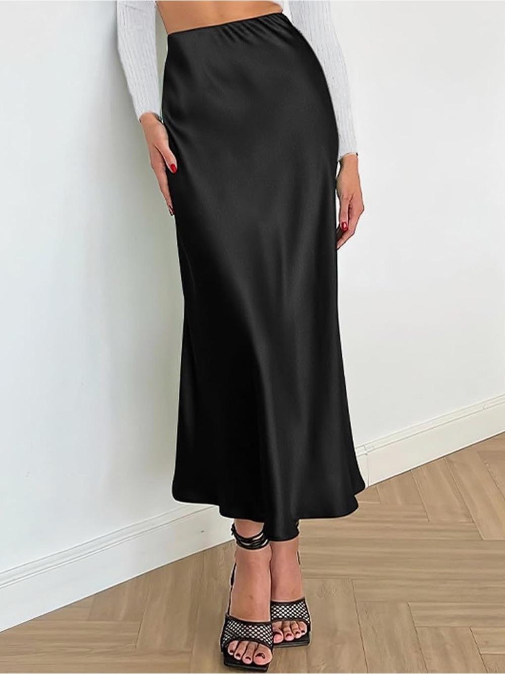 Black Satin Maxi Skirt